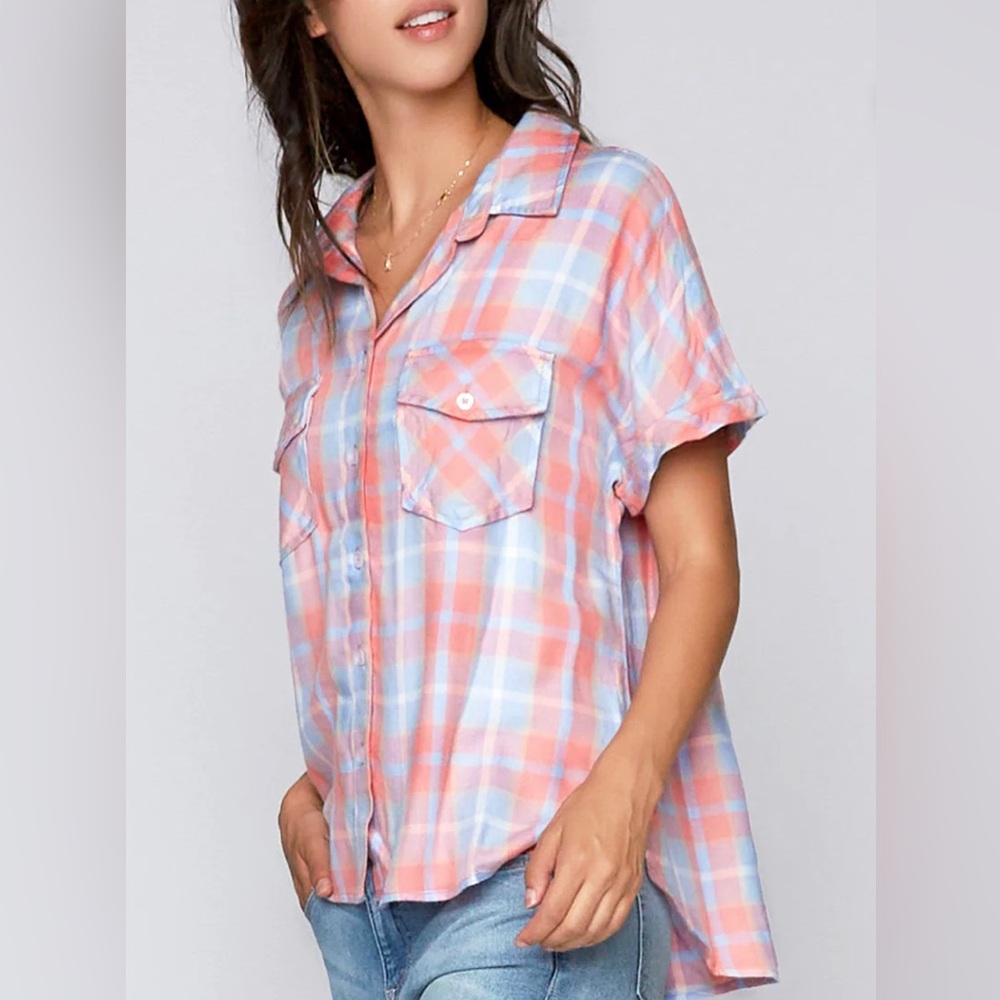 NWT Billy T. Women’s Easy Peasy Plaid Front Button Shirt Size XL - Picture 2 of 10